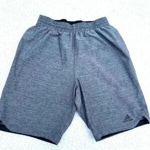 Adidas Gray Heathered V-Cut Elastic Waist Athletic Shorts Size M